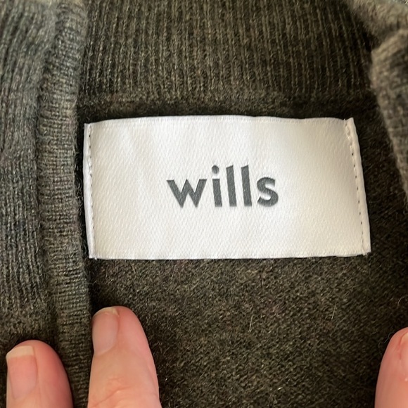 WILLS 100% Cashmere Olive Sweater - Picture 2 of 2